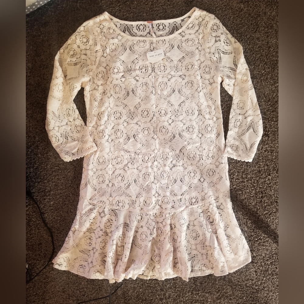 Free People ivory lace babydoll dress shirt